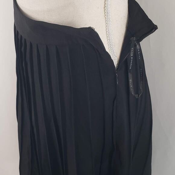Club Monaco Black Pleated Wool Blend Stretch A-Line Banded Waist Midi Skirt 4 - Picture 5 of 10